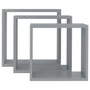 Wall Cube Shelves 3 pcs Gray MDF A949-323951