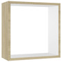 Wall Cube Shelf Set of 3 White and Sonoma Oak MDF Small to Medium A949-326720