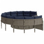 Patio Sofa Grey Poly Rattan Large Durable Outdoor Sofa Round A949-3318534