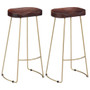 Bar Chair Set of 2 Walnut brown and brass A949-247835