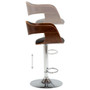 Bar Chair Grey and Brown Fabric, Bent Wood, Chromed Metal A949-283119