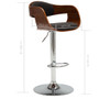 Bar Chair Grey and Brown Fabric, Bent Wood, Chromed Metal A949-283119
