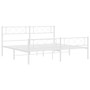 Metal Bed Frame White Powder-Coated Steel 76 x 80 in Durable A949-372350