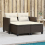 Garden Sofa Brown PE Rattan 2-Seater Removable Covers A949-365792