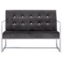Armchair Dark Grey Polyester velvet, wood, chrome 2-seater A949-282273