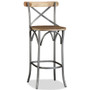 Bar Stool Mango Wood Brown, Steel Grey A949-244593