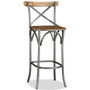 Bar Stool Mango Wood Brown, Steel Grey A949-244593