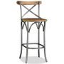 Bar Stool Mango Wood Brown, Steel Grey A949-244593