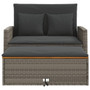 Garden Sofa Gray PE wicker, acacia wood, powder-coated steel Medium A949-365142