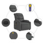  Massage Recliner Chair Dark Grey 100% Polyester, Metal, Plywood A949-3206852