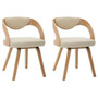  Dining Chair Set of 2 Cream and Light Brown Faux leather, Bentwood A949-283104
