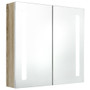  Bathroom Cabinet White and Oak MDF and Glass Medium A949-326523