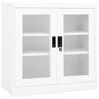  Office Cabinet White Steel, Tempered Glass Large A949-335930