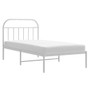  Bed Frame White Powder-Coated Steel Twin Bed Frame Rectangular A949-353679