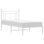  Bed Frame White Powder-Coated Steel Single Bed Frame A949-374383