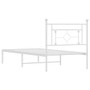  Bed Frame White Powder-Coated Steel Single Bed Frame A949-374383