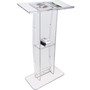 Acrylic Podium, 47" Clear Acrylic Podium Stand with Wide Reading Surface & Storage Shelf, Floor-sta E415-CTSJTYKLBST47YW3EV0