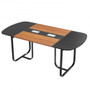 Conference Table, 6 ft Oval Office Meeting Table for 6-8 Person, Modern Seminar Desk with Metal Leg E415-BGHYZTYX6FT0CCUFW001V0