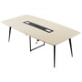 Conference Table, 8 ft Boat Shaped Office Meeting Table with Charge Station for 10 Person, Modern B E415-BGHYZCX8FT1JXVIB8001V1