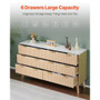 6 Fluted Drawer Dresser, Wooden Chest of Drawers with Sliding & Anti-tip Device, Modern Minimalist  E415-XDBLKCTJ2L6CZZOC3001V0