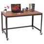 Industrial Modern Steel Frame Wood Top Computer Desk with Locking Wheels Q280-WTPLDOW4589381