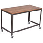 Industrial Modern Steel Frame Wood Top Computer Desk with Locking Wheels Q280-WTPLDOW4589381