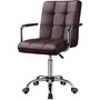 Dark Brown Modern Faux Leather Mid-Back Office Chair with Armrests and Wheels Q280-DBCOMA7291493516