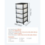 Plastic Storage Drawers Cart, 4 Drawers Storage Organizer with Wheels, Rolling Closet Organization  E415-CWCT1SLJL4G13PBKB001V0