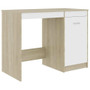 Desk White and Sonoma Oak Engineered Wood Medium Computer Desk A949-801801
