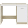 Desk White and Sonoma Oak Engineered Wood Medium Computer Desk A949-801801