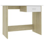Desk White and Sonoma Oak Engineered Wood Medium Storage Desk A949-800554