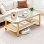 Rattan Coffee Table, Rectangle Rattan Woven Wood Coffee Table with Tempered Glass Top, 45-Inch Mode E415-ZFXKFZYMSSMZBVF8VV0