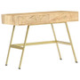Writing Desk Natural with Brass Solid Mango Wood and Steel A949-286150