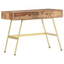 Writing Desk Natural and brass Solid Acacia wood A949-286151