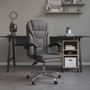 Reclining Office Chair Grey Faux leather, metal, plywood, foam A949-349785