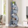 Modern Whimsical 5 Shelf Corner Bookcase Stand Blue Wood Finish Q280-BLUTS45782