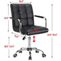 Modern Mid-Back Black Faux Leather Office Chair with Removable Arms Q280-BMDHETU747842