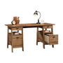 FarmHouse Rustic Oak Executive Desk w/ Filing Cabinets Storage Q280-FHES4241