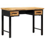 Writing Table Natural and Black Solid Mango Wood, Engineered Wood A949-247758