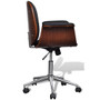 Office Chair Black and Brown Faux Leather, Bent Wood, Chromed Iron A949-241057
