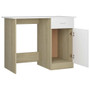 Desk White and Sonoma Oak Engineered Wood Medium Desk A949-801085