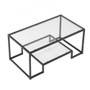Coffee Table, Modern Tempered Glass Coffee Table, 2 Tiers Rectangle Glass Center Desk with Open Sto E415-JSKFZKFSSNJSO0RHT001V0