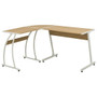  Corner Desk Oak Engineered wood with PVC cover and metal Large A949-20133