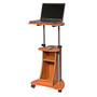 Mobile Sit Down Stand Up Desk Adjustable Height Laptop Cart in Wood-grain Finish Q280-WGAHSUD987541