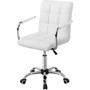 White Modern Faux Leather Mid-Back Swivel Office Chair with Armrests and Wheels Q280-WYDCAMBS8959149352