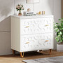 Retro White/Gold Geometric Scroll 2 Drawer Filing Cabinet Printer Stand Q280-AFYJDJ19824
