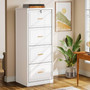Vertical File Cabinet in White Wood Finish with 4 Lockable Storage Drawers Q280-WHYUR785576