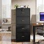 Vertical File Cabinet in Black Wood Finish with 4 Lockable Storage Drawers Q280-BLKTRS22598