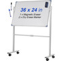 Mobile Magnetic Whiteboard, 36 x 24 Inch, Double Sided, 360 Degree Reversible Rolling Dry Erase Boa E415-YDSMBBB3624INEY10V0