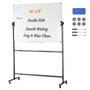 Rolling Magnetic Whiteboard, Double-sided Mobile Whiteboard 48x36 Inches, Adjustable Height Dry Era E415-BBYCDL4836ABS42HOV0